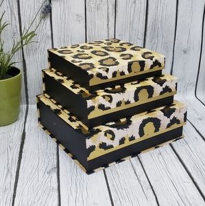 SET 3 NESTING BOXES "Lady Jayne" Animal Print